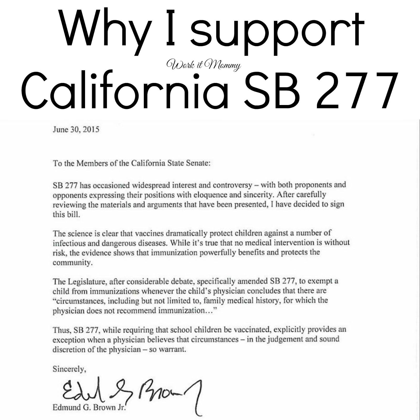 Work it Mommy Why I support California SB 277