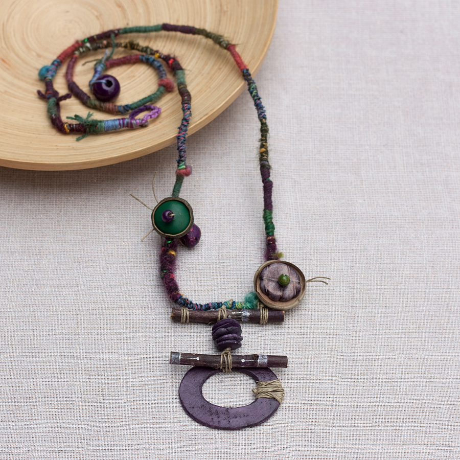 rRradionica Twig & twine 2.0 (M&A orange brown & purple) . Handmade