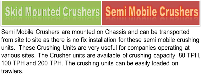 Semi Mobile Crusher / Skid mounted crusher for sale, second hand crusher for sale, crusher operation handling services, crusher spare parts supply