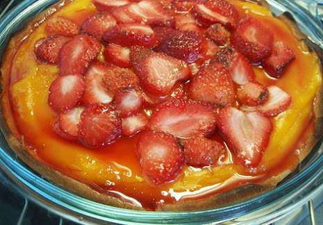 Tarta de calabaza y fresas