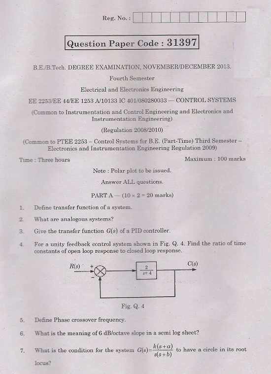 EE2253 Control Systems Nov Dec 2013 Question Paper University