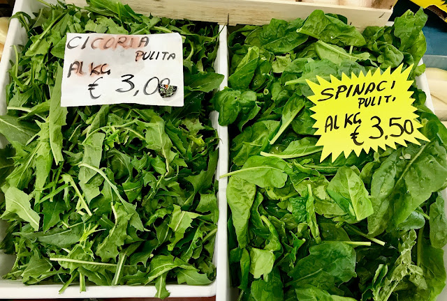 cicoria greens and baby spinach