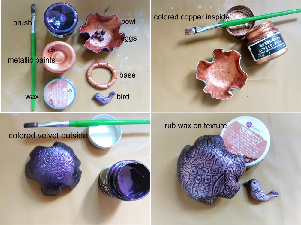 DIY Air Dry Paper clay bowl and bird Roshini Crafts