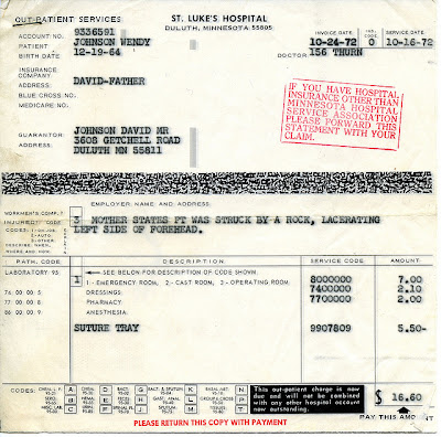 hospital bill from 1964