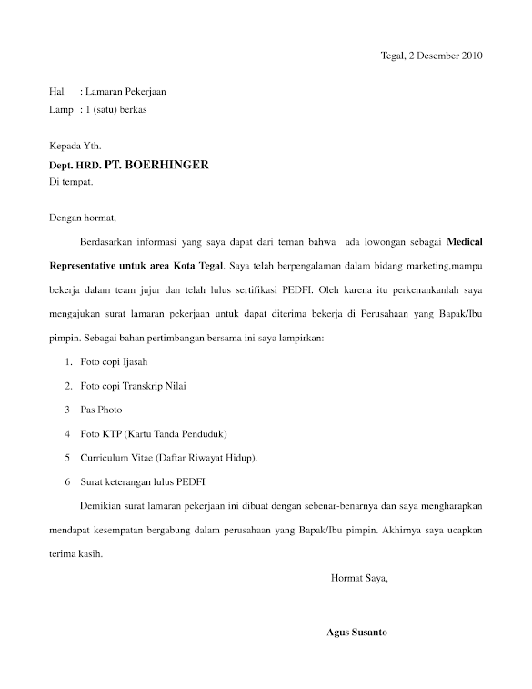 Contoh Surat Lamaran Kerja Dan Cv Dalam Bahasa Indonesia Contoh Surat Lamaran Kerja Dan Cv Dalam Bahasa Indonesia