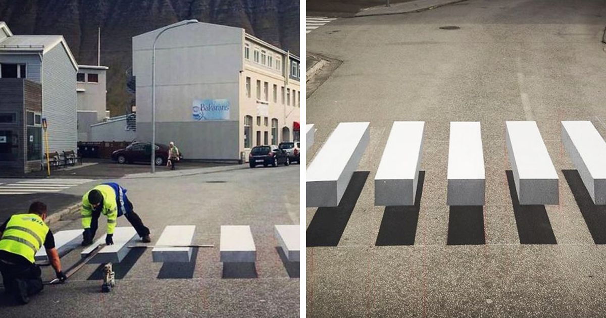With 3D Zebra Crosswalk, This Town In Iceland Found The Perfect Way To Slow Down Speeding Cars With 3D Zebra Crosswalk, This Town In Iceland Found The Perfect Way To Slow Down Speeding Cars