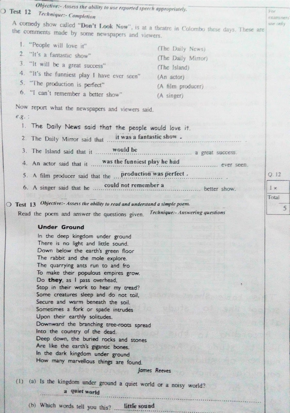 English Model Activities O L O L 17 New Syllabus English Paper