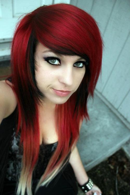 Black Scene Hair with Red Tips