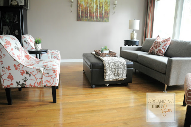 Intimate seating area with contemporary couch :: OrganizingMadeFun.com Intimate seating area with contemporary couch :: OrganizingMadeFun.com