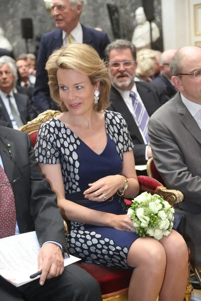 Crown Princess Mathilde attended the 'Inbev-Latour Awards de la Sante 2013' at the Palais des Academies