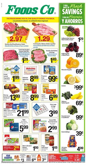 Foods Co Weekly Specials September 4 - 10, 2019