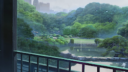 kotonoha niwa anime garden words scenery japanese shinkai makoto aesthetic zerochan wallpapers backgrounds rain background park gifs titles popular character