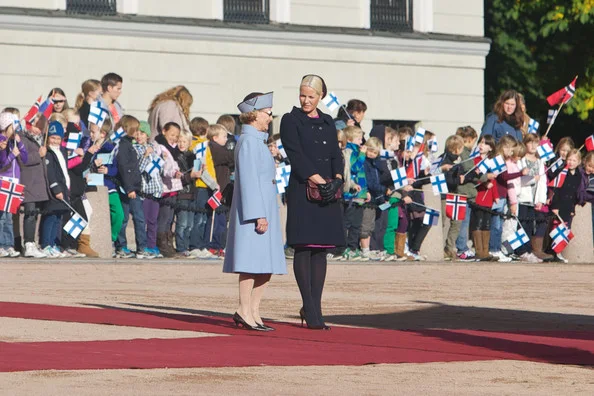 Queen Sonja, Crown Prince Haakon, Crown Princess Mette-Marit, President Sauli Niinistö and Mrs. Jenni Haukio