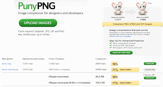 онлайн сервис оптимизации файлов изображений PNG, JPG, GIF без потери качества - PunyPng.com