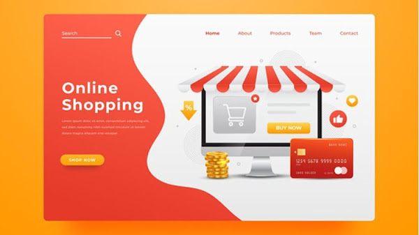 Realistic Online Shopping Landing Page Free Vector