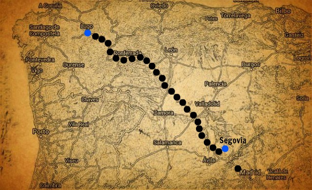 foto de mapa desde lugo a segovia