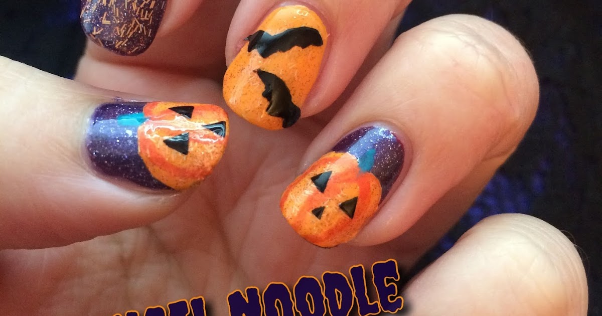 The Nail Noodle Purple And Orange Halloween Nails