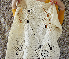 ByHaafner, crochet, vintage pattern, popcorn stitch, granny square, crochet blanket