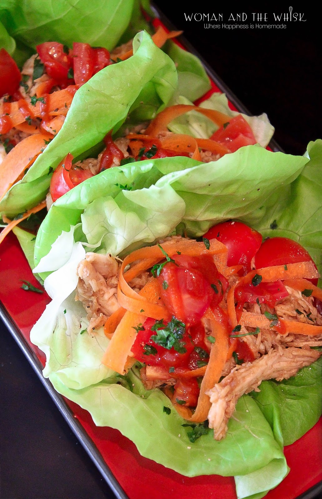 Woman and the Whisk Peanut Butter Chicken Lettuce Wraps