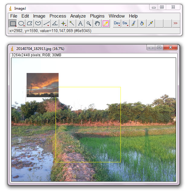 My imageJ เมนู Image with ImageJ [ตอนที่ 80] Zoom, Flatten เครื่องมือ
