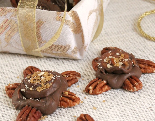 How to make chocolate turtles with caramel Rolos on top