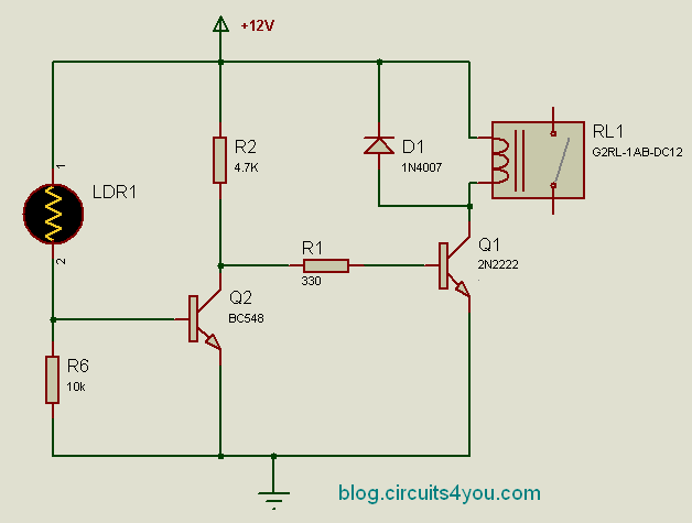 Dark Activated Relay | circuits4you.com