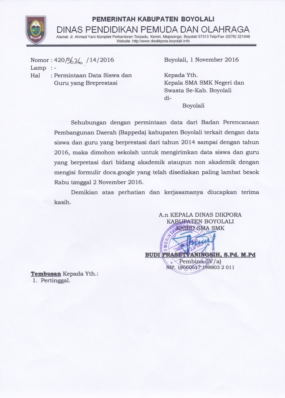 Info Sma Smk Kabupaten Boyolali Permintaan Data Siswa Dan Guru Yang