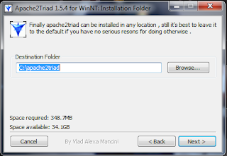 Proses kedua instalasi Apache2Triad