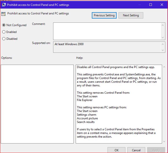 5) Finally click on apply and ok check your control panel is opening or