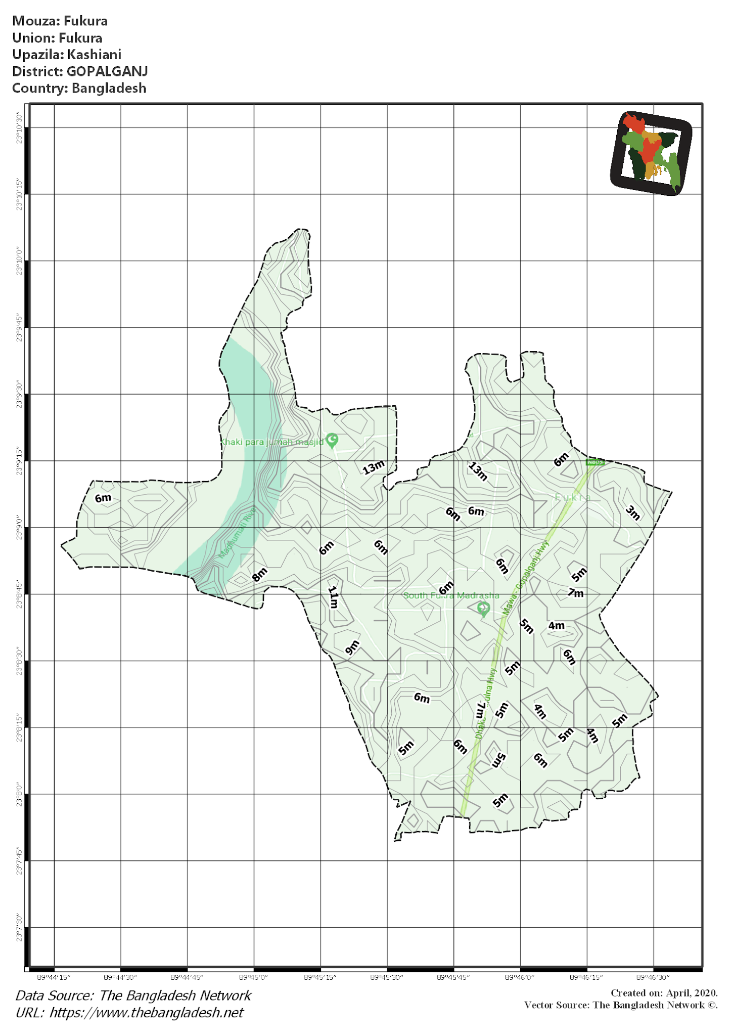 Map of Fukura Mouza of Kashiani Upazila, GOPALGANJ Map of Fukura Mouza of Kashiani Upazila, GOPALGANJ, Bangladesh.