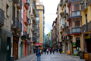 Calle de Estafeta Where Running of the Bulls Takes Place Pamplona Spain Calle de Estafeta Where Running of the Bulls Takes Place Pamplona Spain