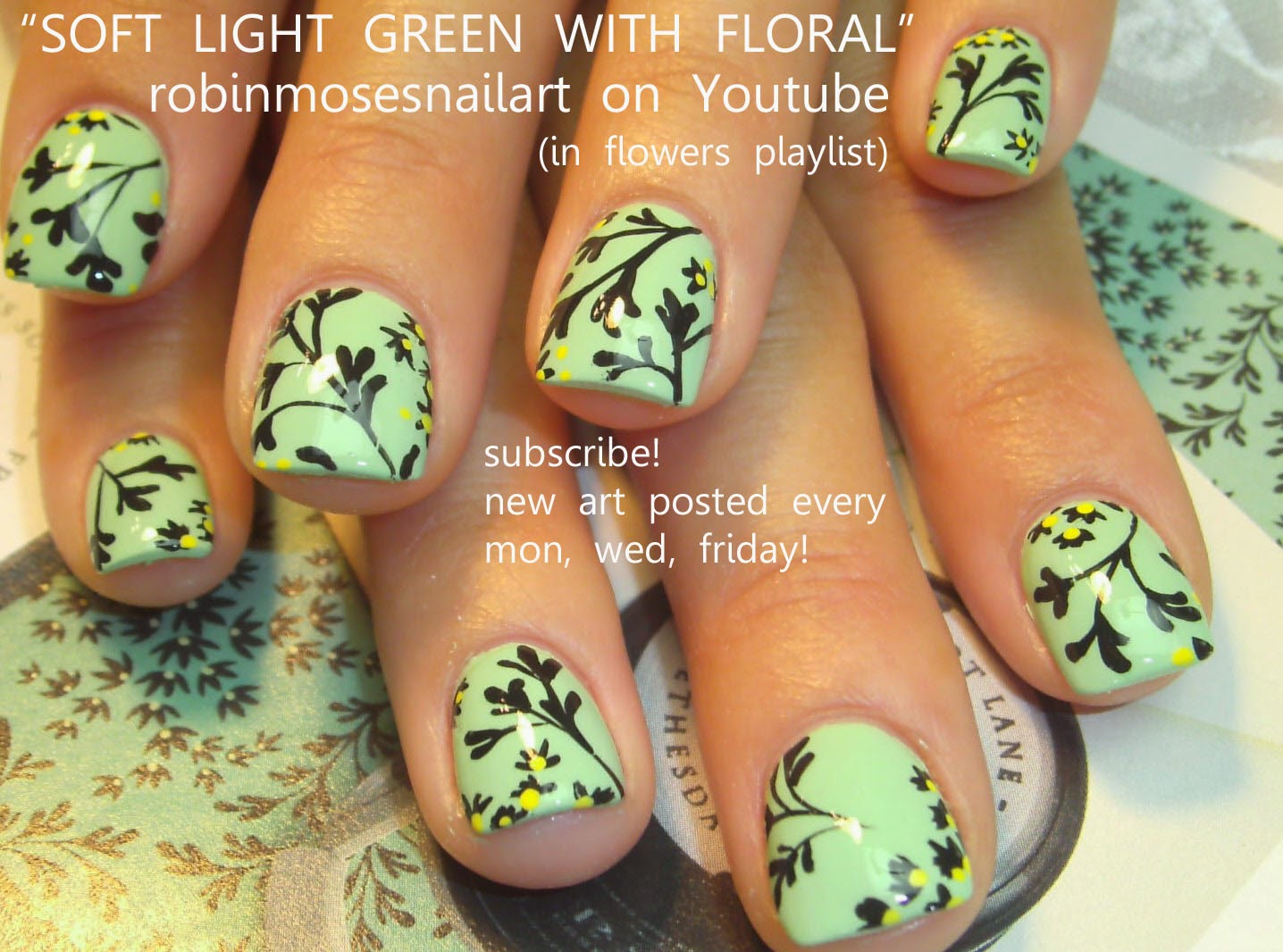 Nail Art by Robin Moses "short nail art" "colorful flower design