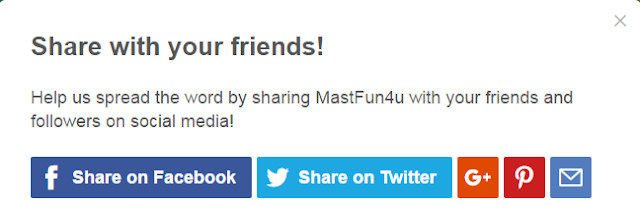 Social Share pop up widget with large buttons