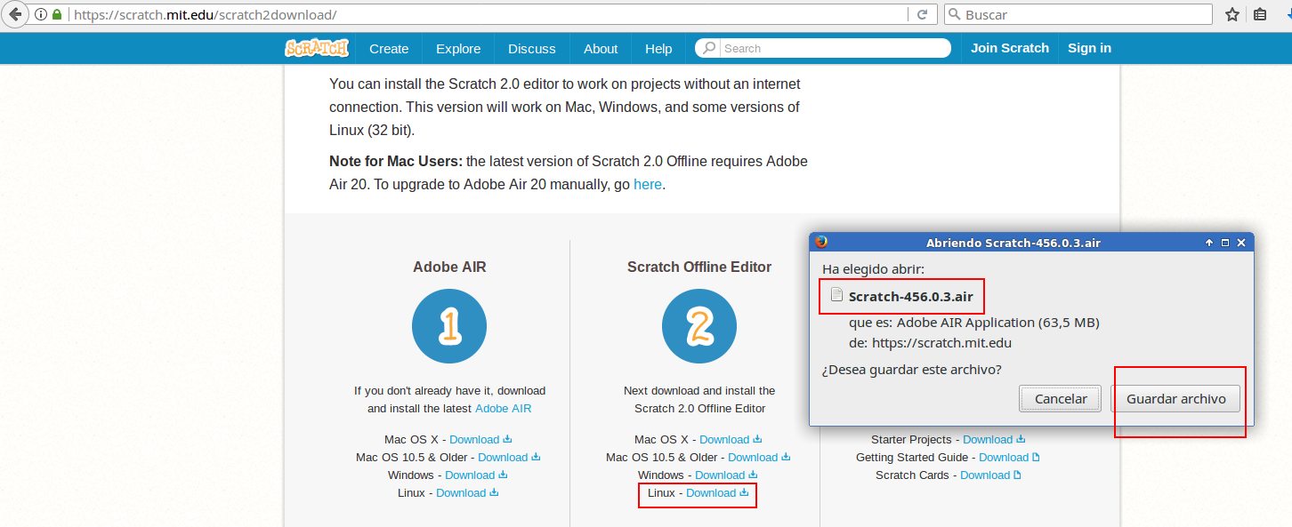 Cotidiana Place Scratch 2 Offline Editor en Debian Jessie 64 bit