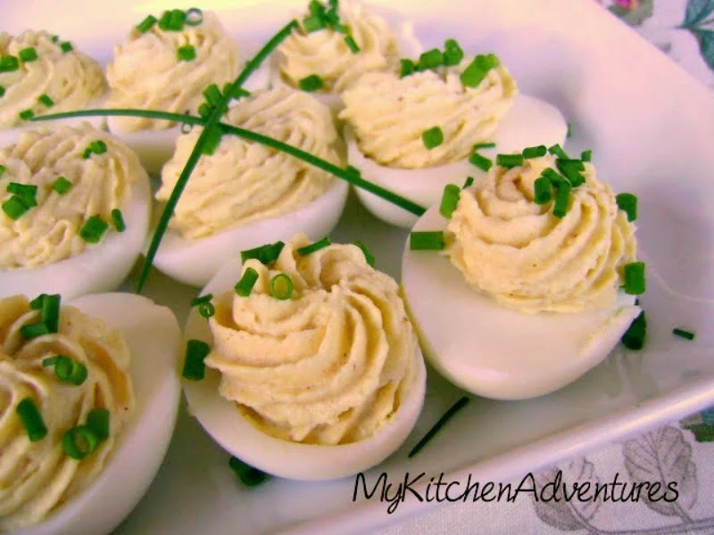 Renee's Kitchen Adventures: Heavenly Deviled Eggs A secret ingredient makes these deviled eggs better for you! No one will ever know! #eggs #Easter