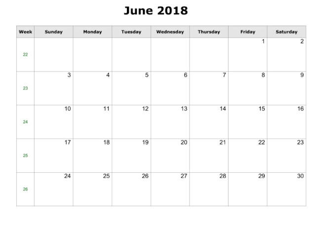 June 2018 Calendar, June 2018 Printable Calendar, June 2018 Blank Calendar, Free June Calendar 2018, Calendar June 2018, June 2018 Calendar Printable, 2018 June Calendar, June 2018 Calendar Holidays
