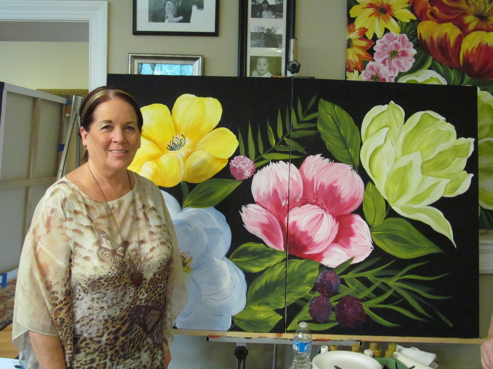 Donna Dewberry Over Size Canvas Painting with Donna in Florida