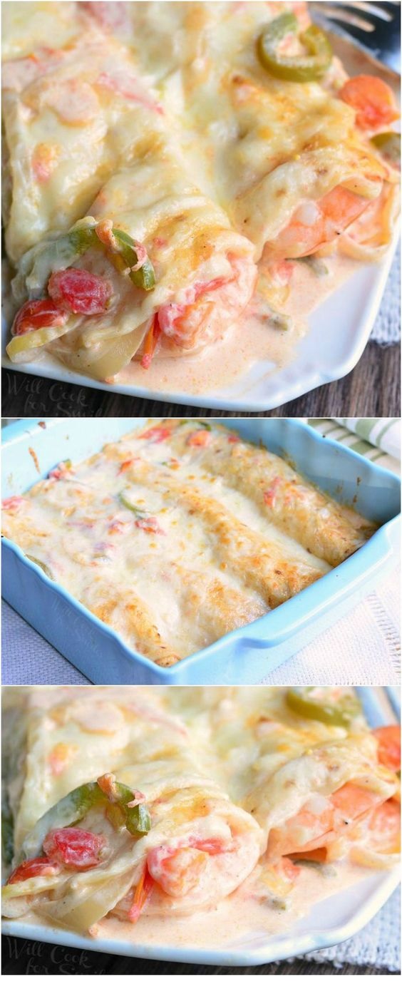 Spicy Creamy Shrimp Enchiladas