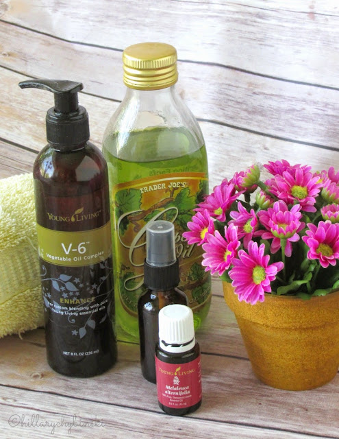 Ingredients for DIY Cuticle Lotion, using carrier oil and essential oils