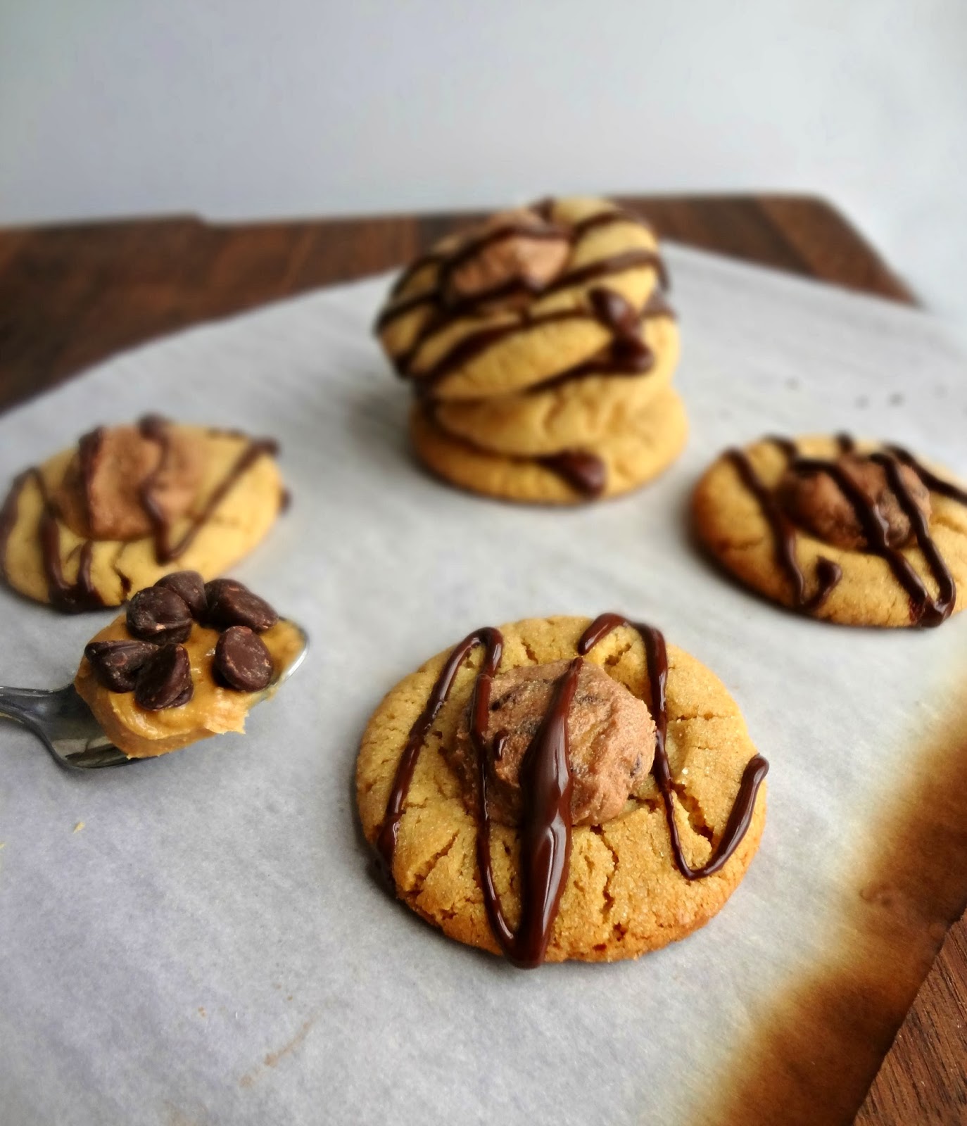 Peanut Butter & Chocolate Thumbprint Cookies for #chocPBday