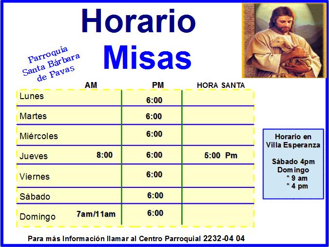 Iglesia Santa Bárbara de Pavas HORARIO MISAS