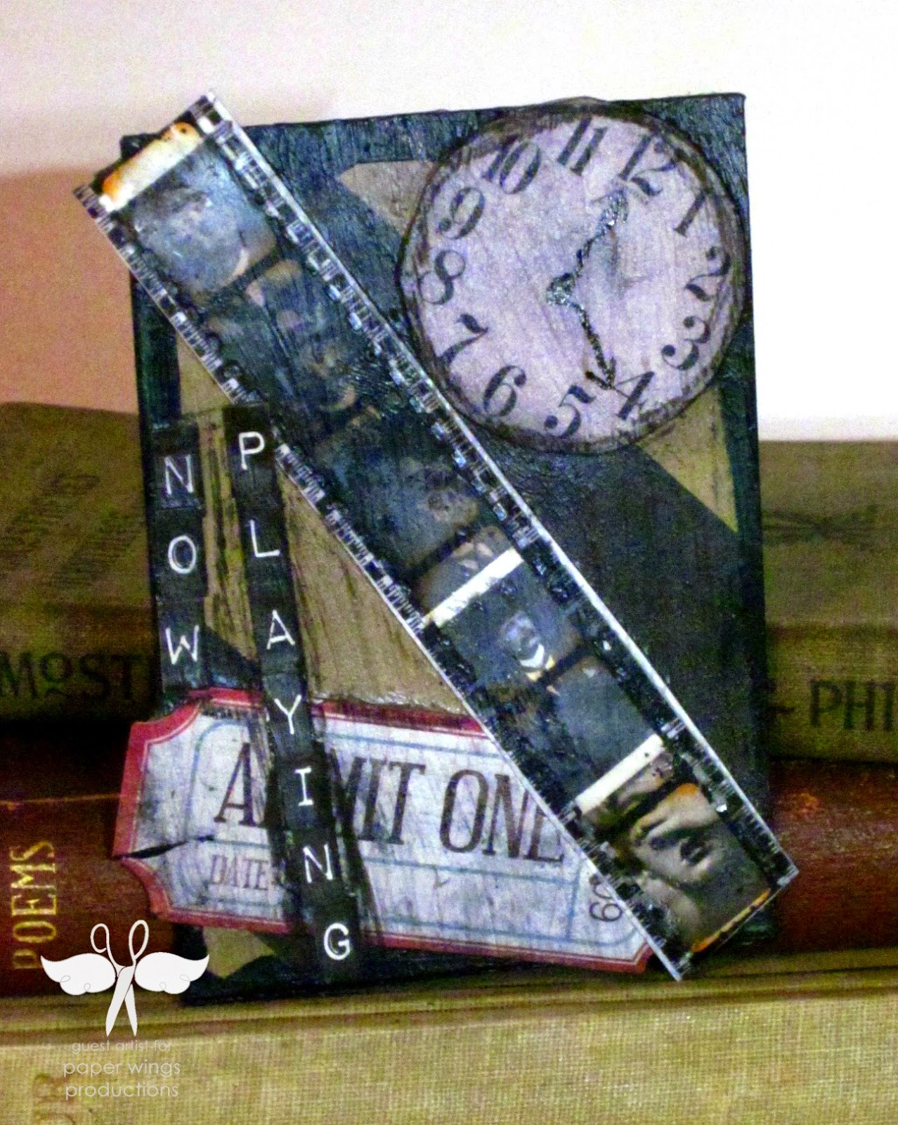 Mixed Media Monday, ATC Cards Paper Wings Productions created by www.serendipitystudiobycw.blogspot.com