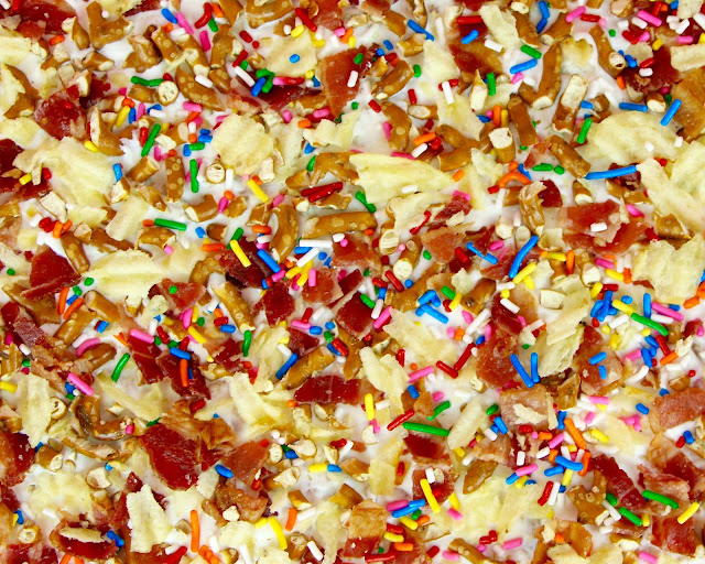 Bacon, Pretzel, Potato Chip, Candy Coated Funfetti Rice Krispie Treats