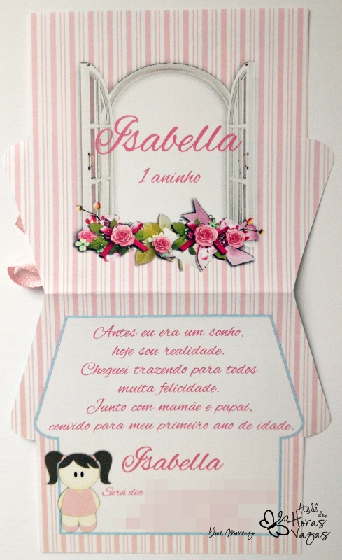 convite artesanal aniversário infantil chá de bebê casa casinha de boneca chá de bonecas jardim provençal floral azul e rosa menina