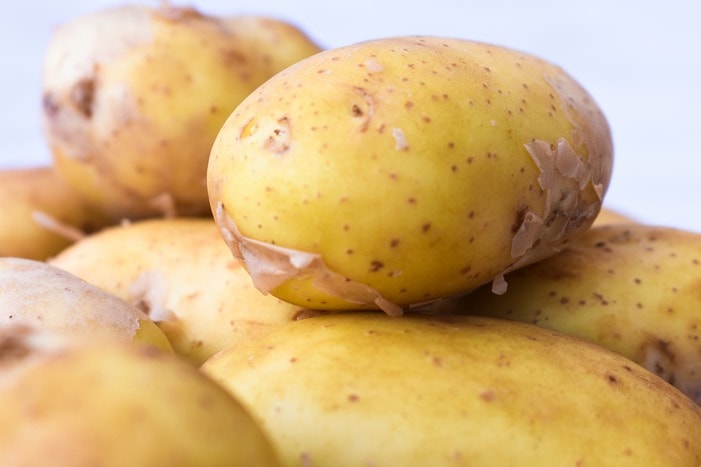 close up of jersey royal potatoes