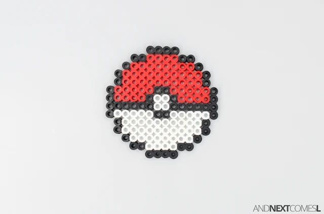 Pokeball perler bead craft for kids from And Next Comes L