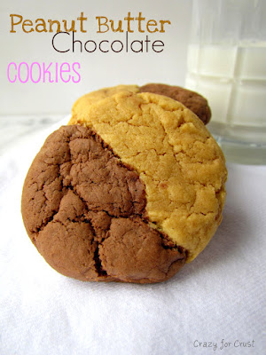peanut butter chocolate cookies with half and half dough
