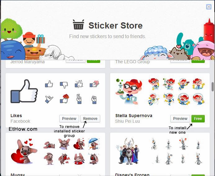 Facebook sticker store