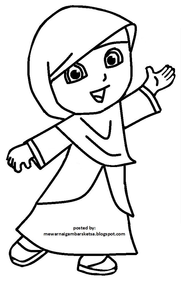 Gambar Mewarnai Gambar Sketsa Kartun Anak Muslimah 57 Baju di Rebanas ...