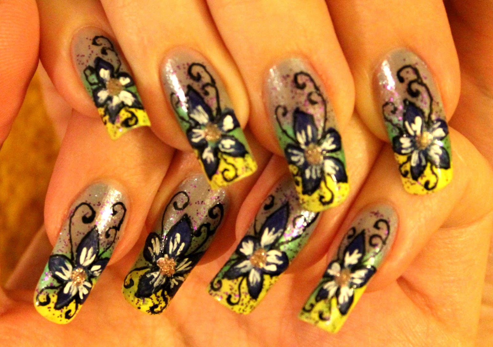 Nail Design Nail Design Blue fary flower.Nail art